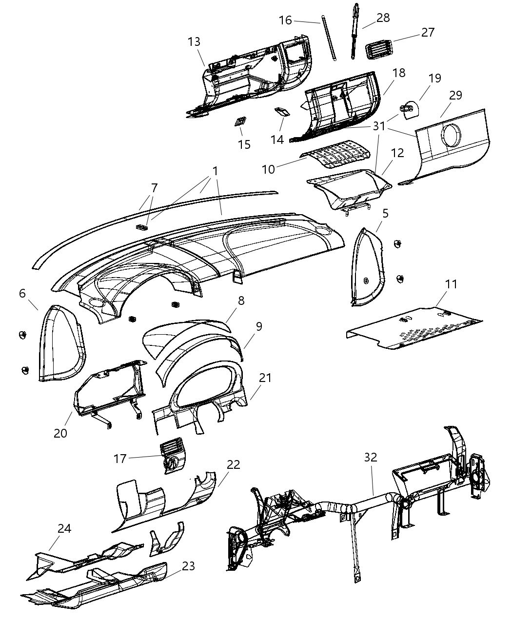 Mopar 1KP79XDVAA KNEEBLOCK-Steering Column Opening