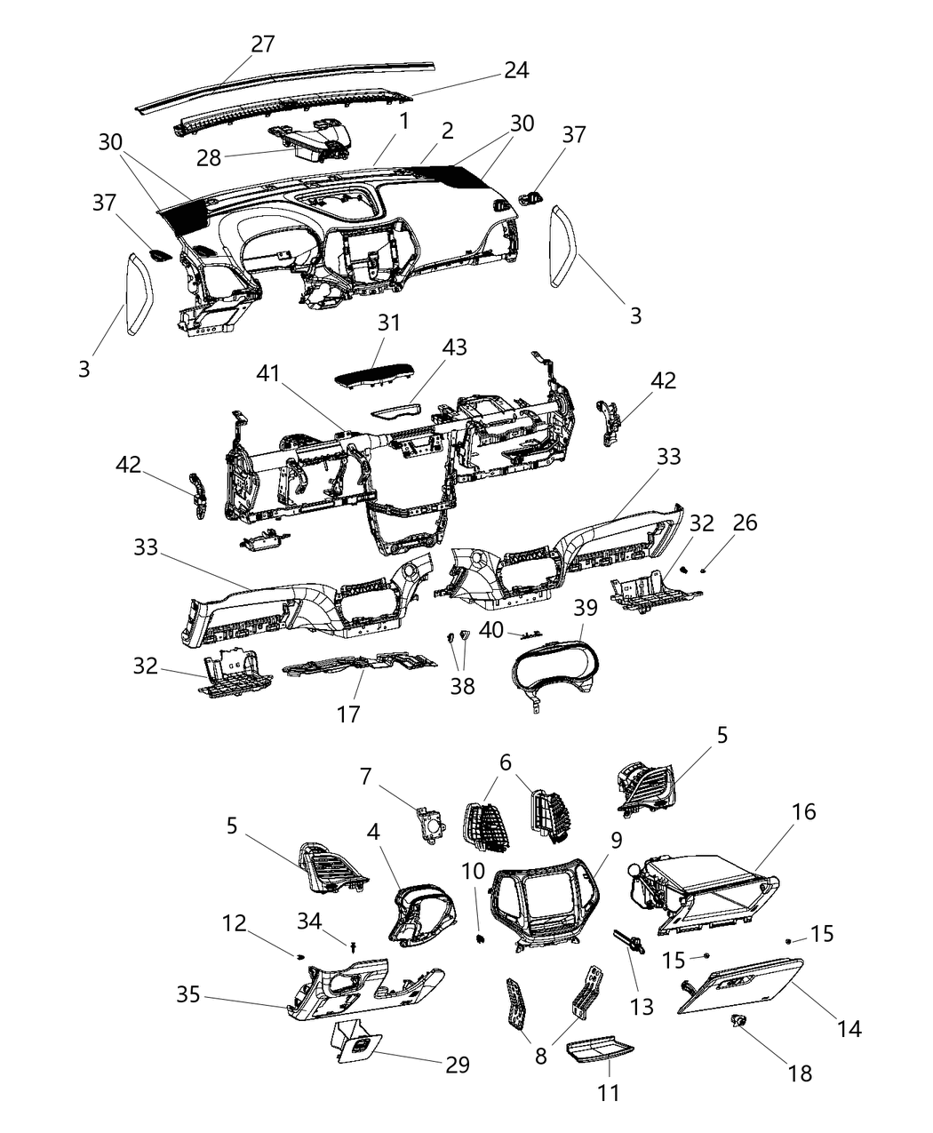 Mopar 1UH77LU5AD Bezel-Instrument Panel