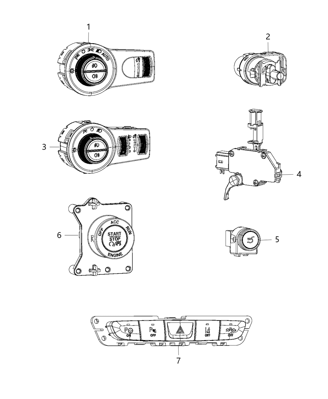 Mopar 5081323AA Switch-HEADLAMP LEVELING