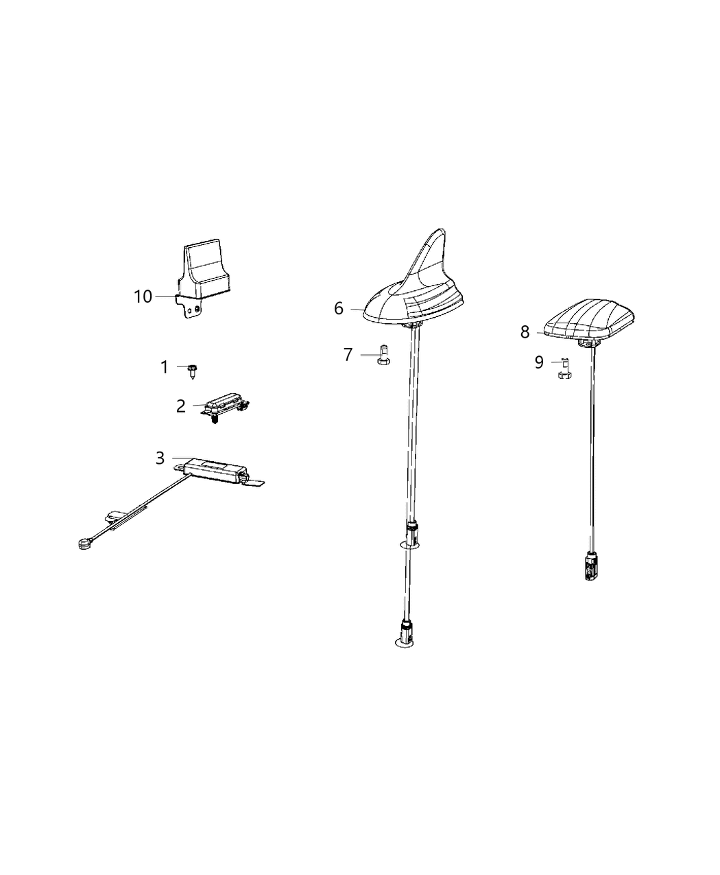 Mopar 5YS48VJBAA ANTENNA-CABLE & BASE ASSY