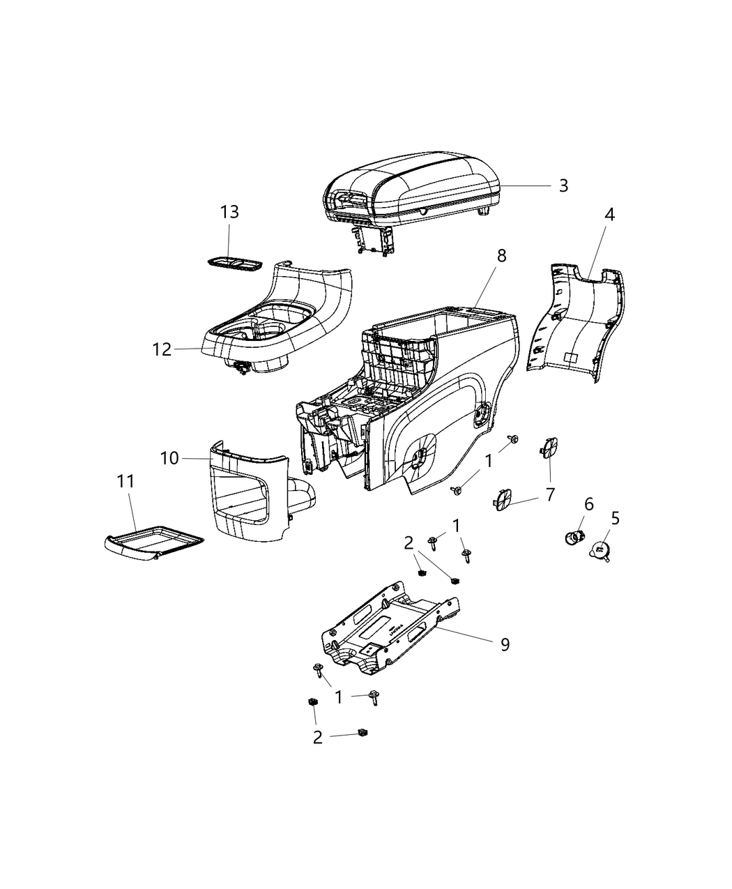 Mopar 1YU68SZ7AA Panel-Floor Console