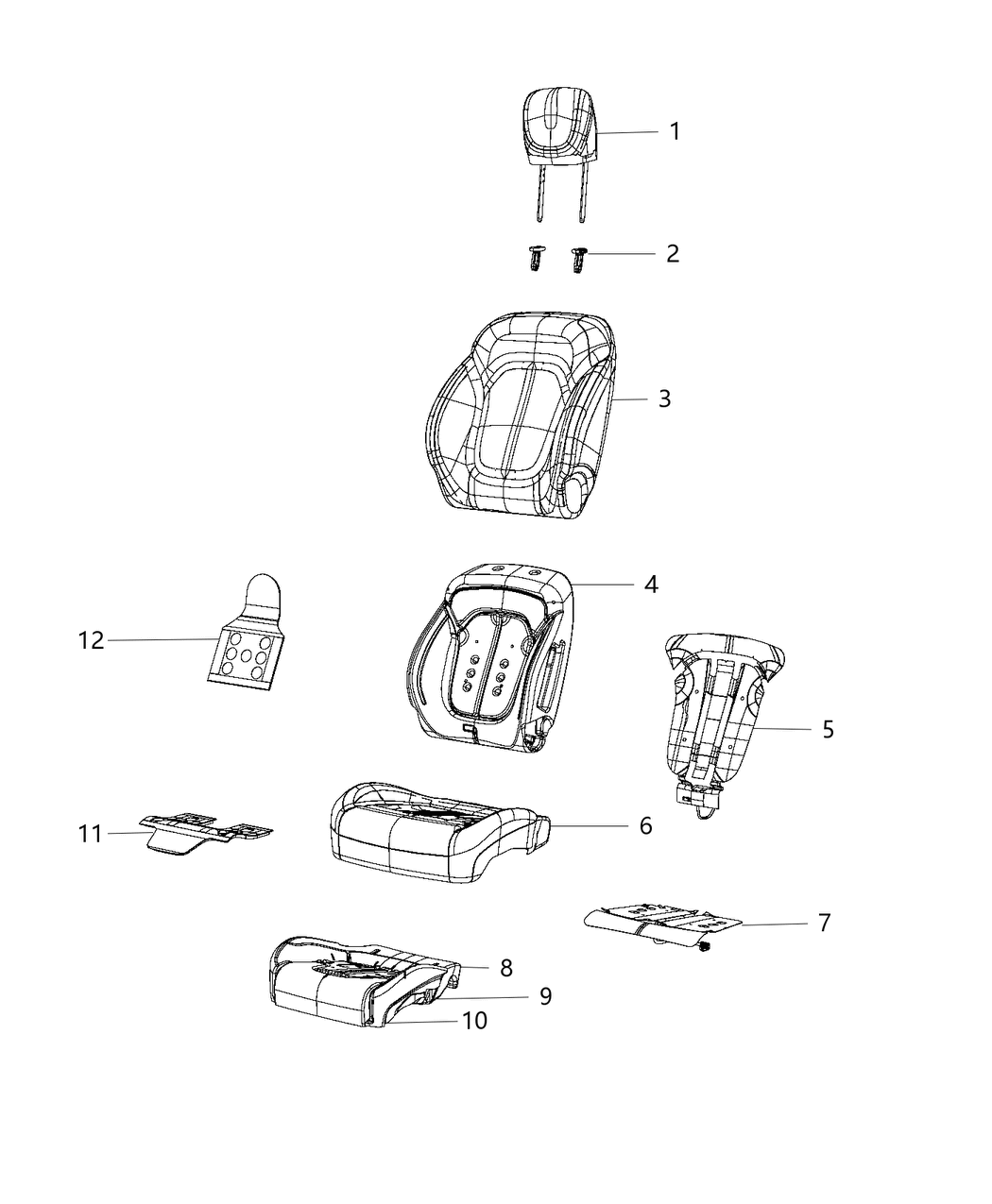 Mopar 5SJ92DX9AD Front Seat-Cushion Cover-Top Back Right