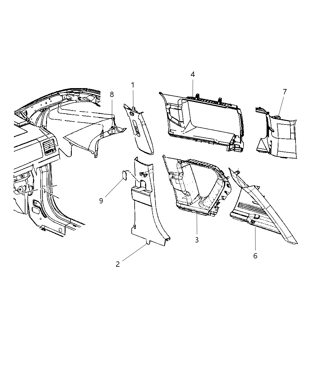Mopar YF59HDAAF Panel-B Pillar Upper Trim