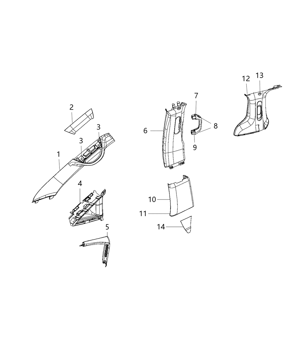 Mopar 5RH631TVAD Molding-B Pillar Lower