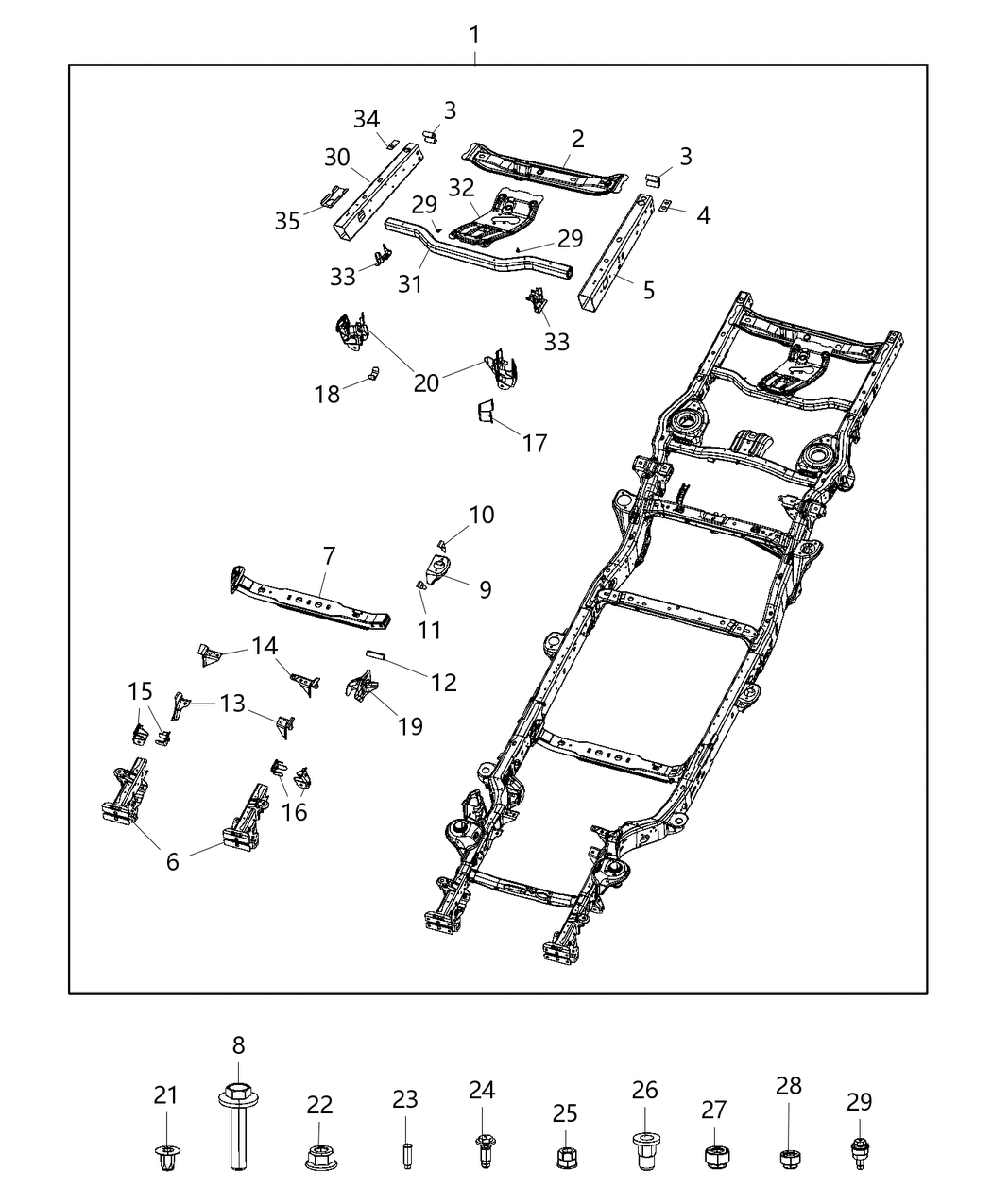 Mopar 68411884AA NONPART-Rear Rail