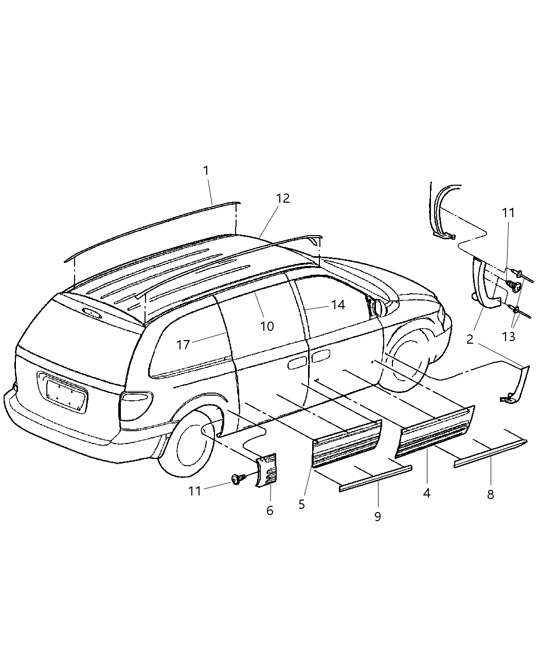 Mopar WW24WELAA Molding-Front Fender