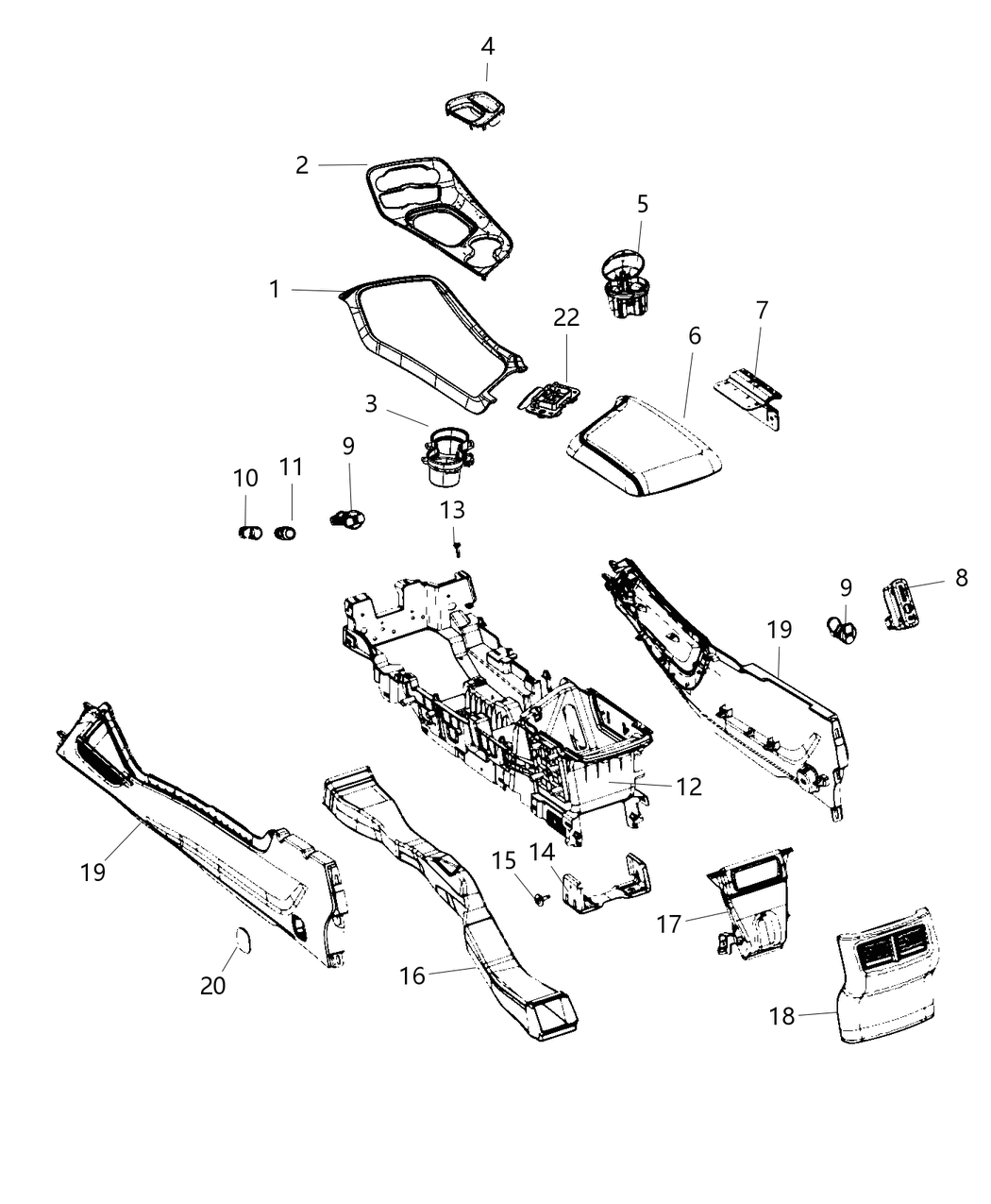 Mopar 5XQ86DX9AA CUPHOLDER-Console