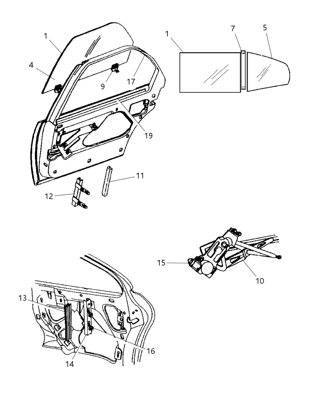 Mopar 4780418 WEATHERSTRIP-Rear Door Flush Glass