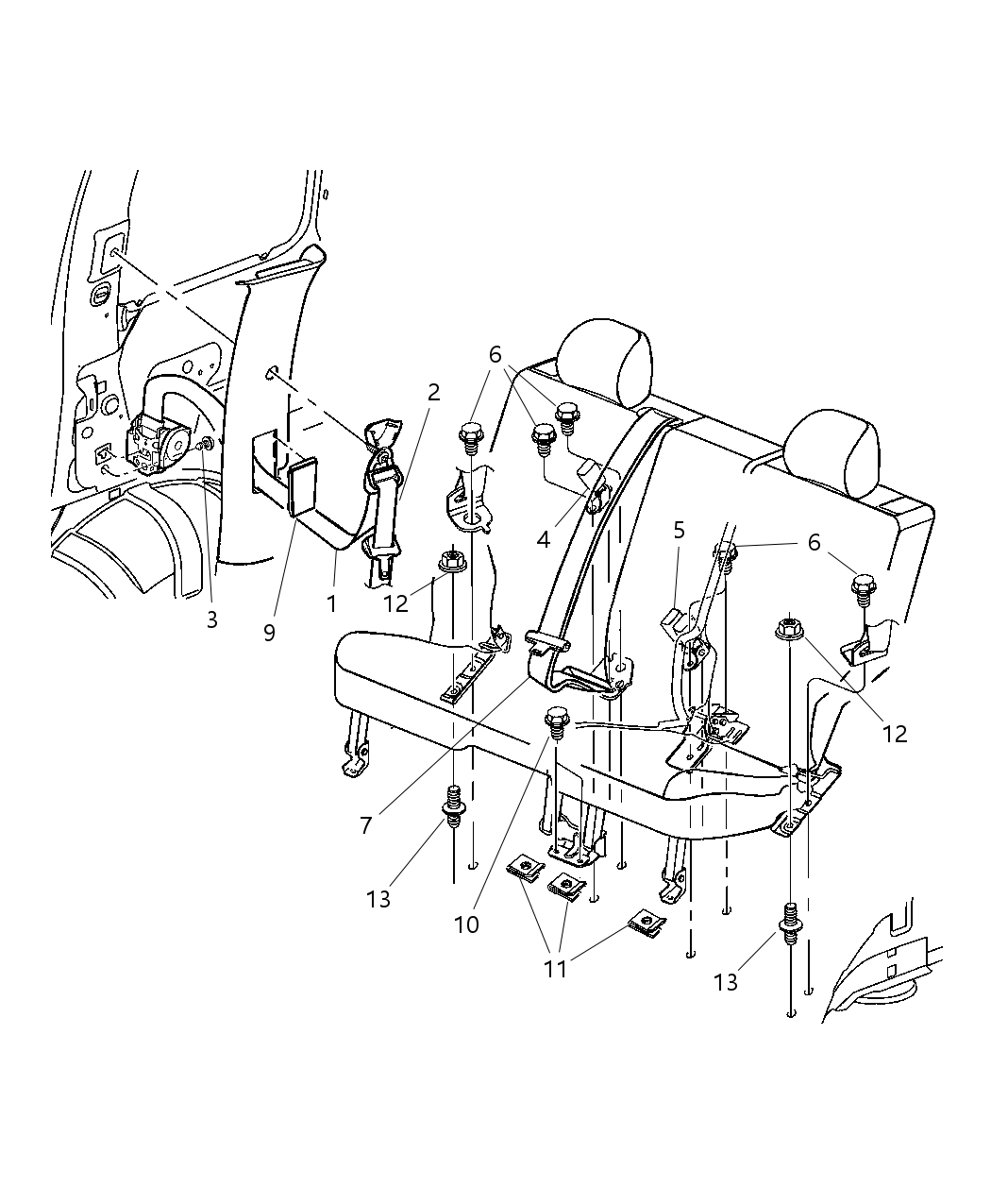 Mopar 5HG371DVAG Rear Outer Seat Belt