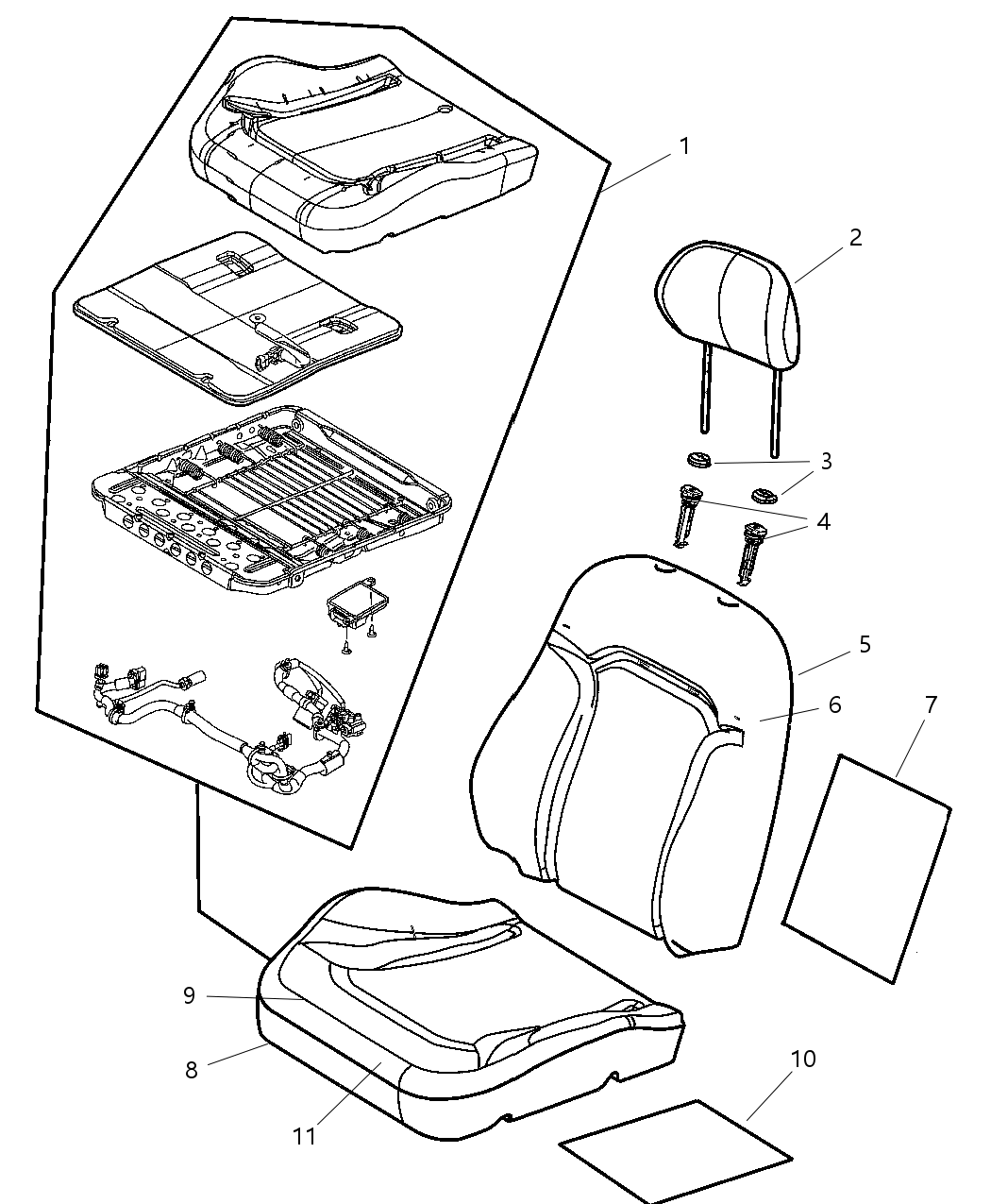 Mopar 1BV011L2AA Seat Back-Front Seat