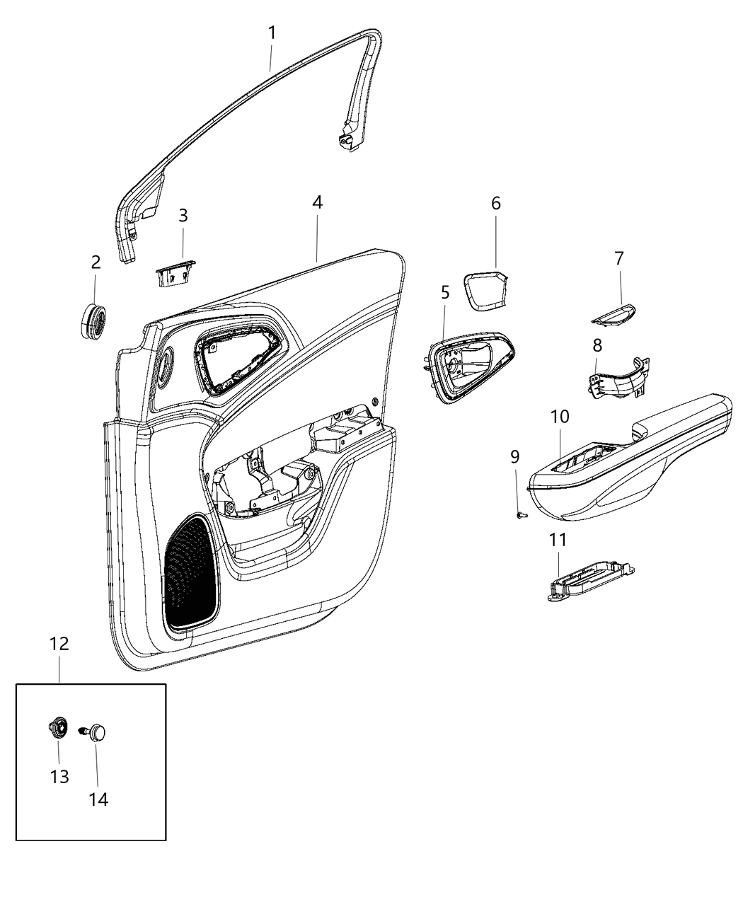 Mopar 6AB96DX9AA Front Door Trim