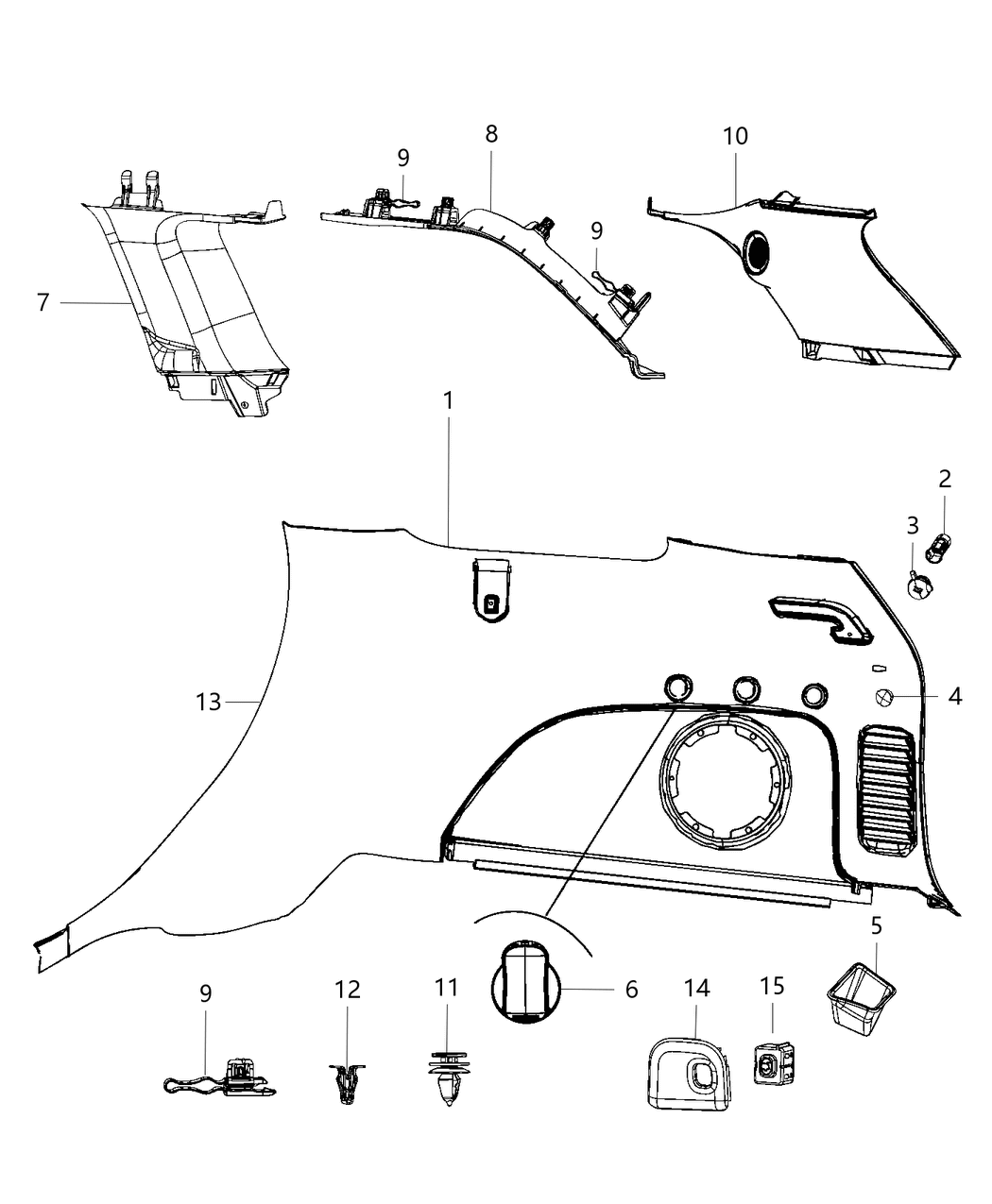 Mopar 6LP381ULAA Panel-Quarter Trim