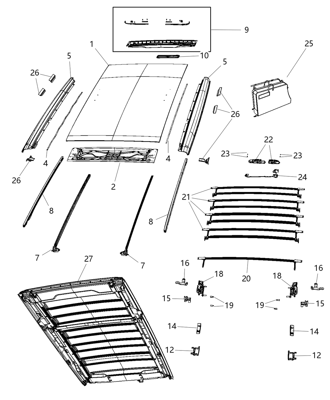 Mopar 68371795AA Frame-Convertible Top