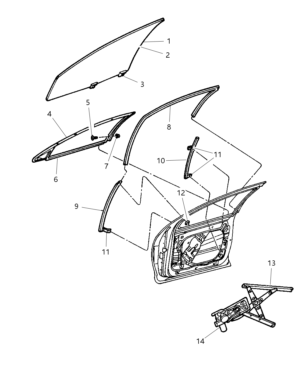 Mopar 4574093AK Front Door Window Regulator