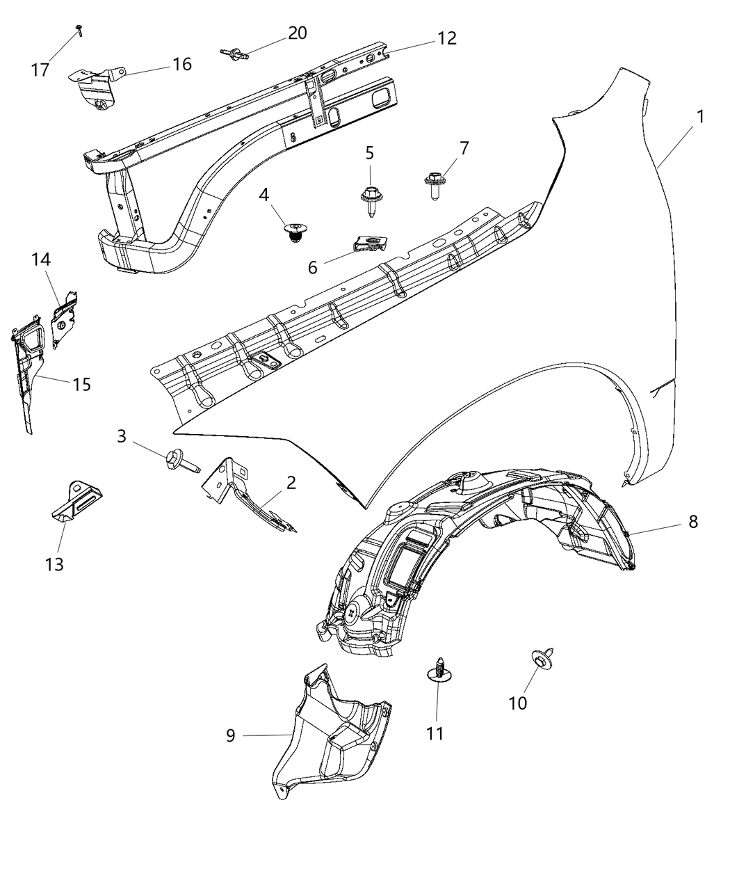 Mopar 55372772AA Bracket-Fender Front Carrier MOUNTI