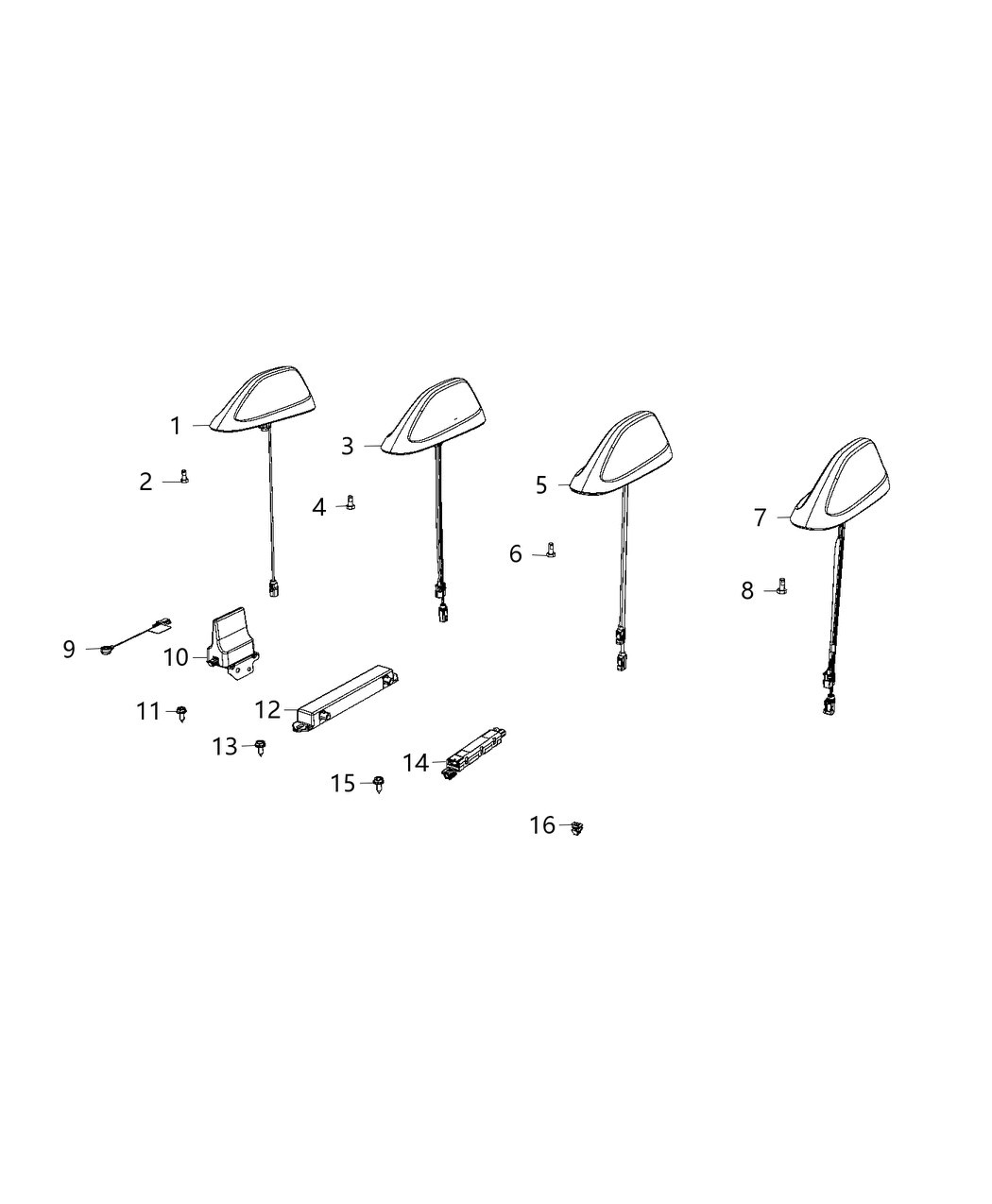 Mopar 5XT13PTEAA Antenna-Base Cable And Bracket