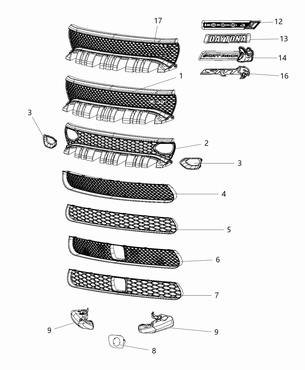 Mopar 68430262AA Nameplate Scat Pack Grille