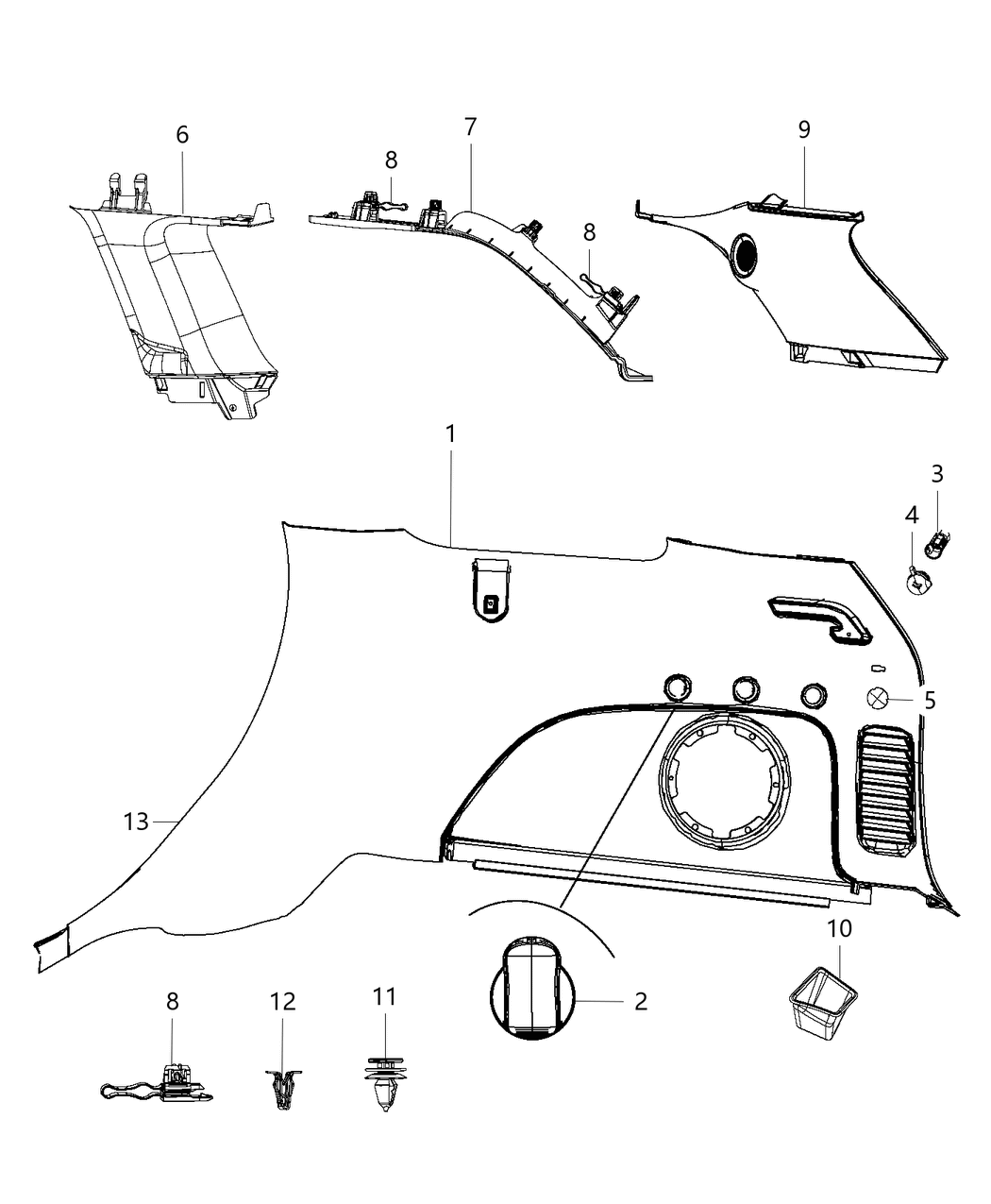 Mopar 1WK001XLAC Panel-Quarter Trim