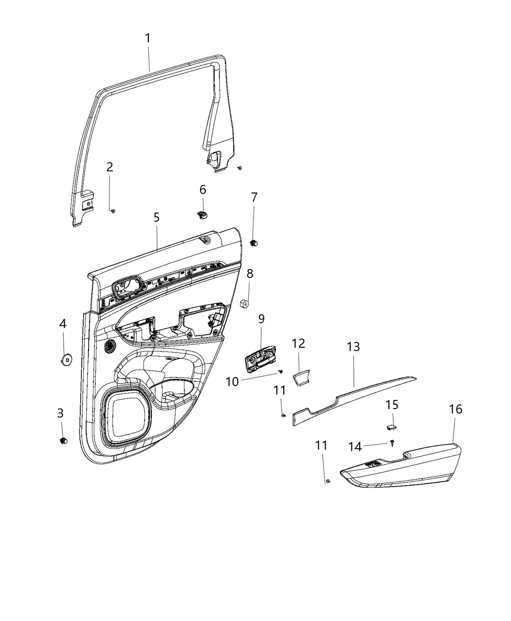 Mopar 6TJ711X9AA Panel-Rear Door Trim