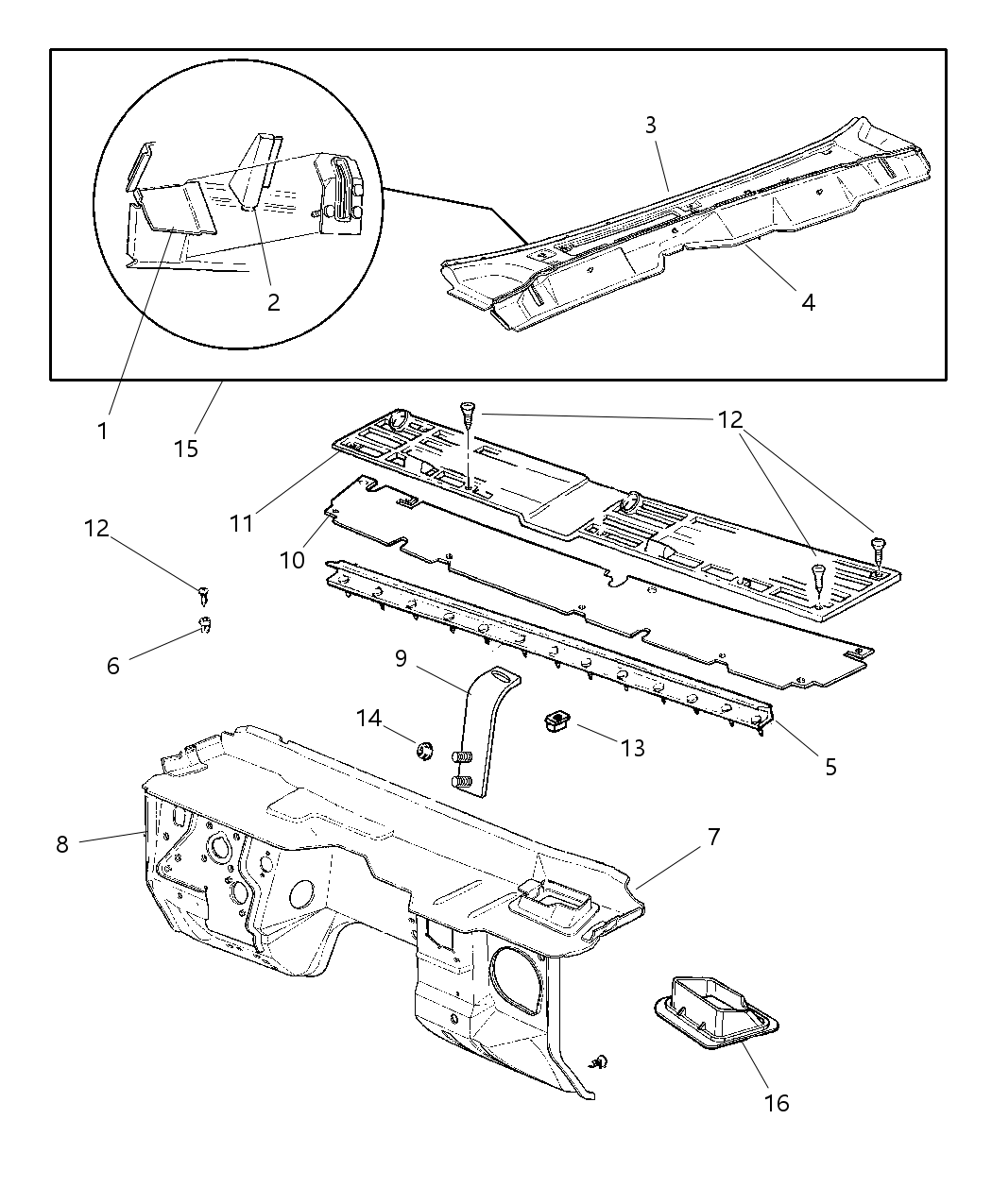 Mopar 55175639AB Extension COWL Top