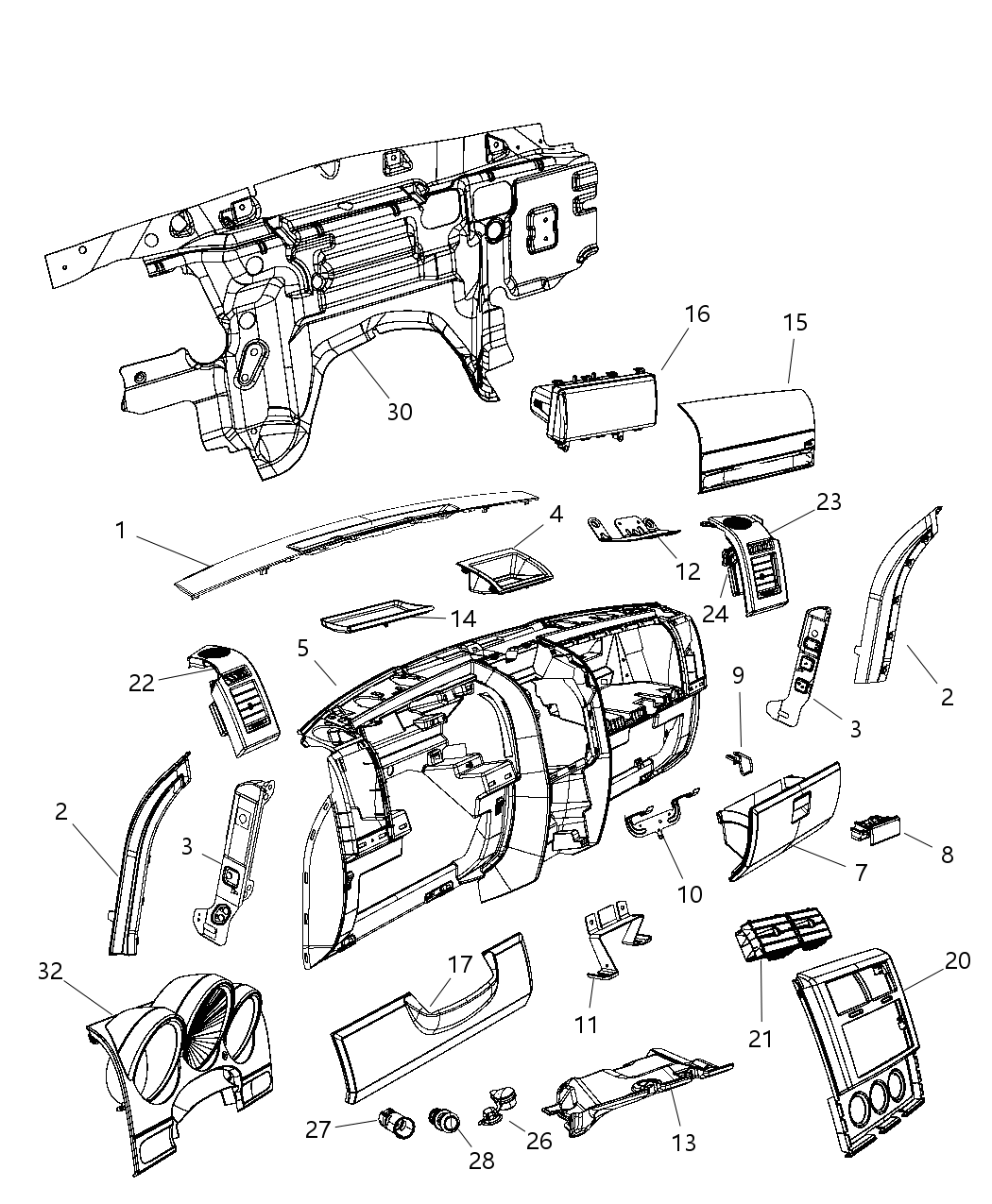 Mopar 1DZ281K7AD Bezel-Instrument Panel