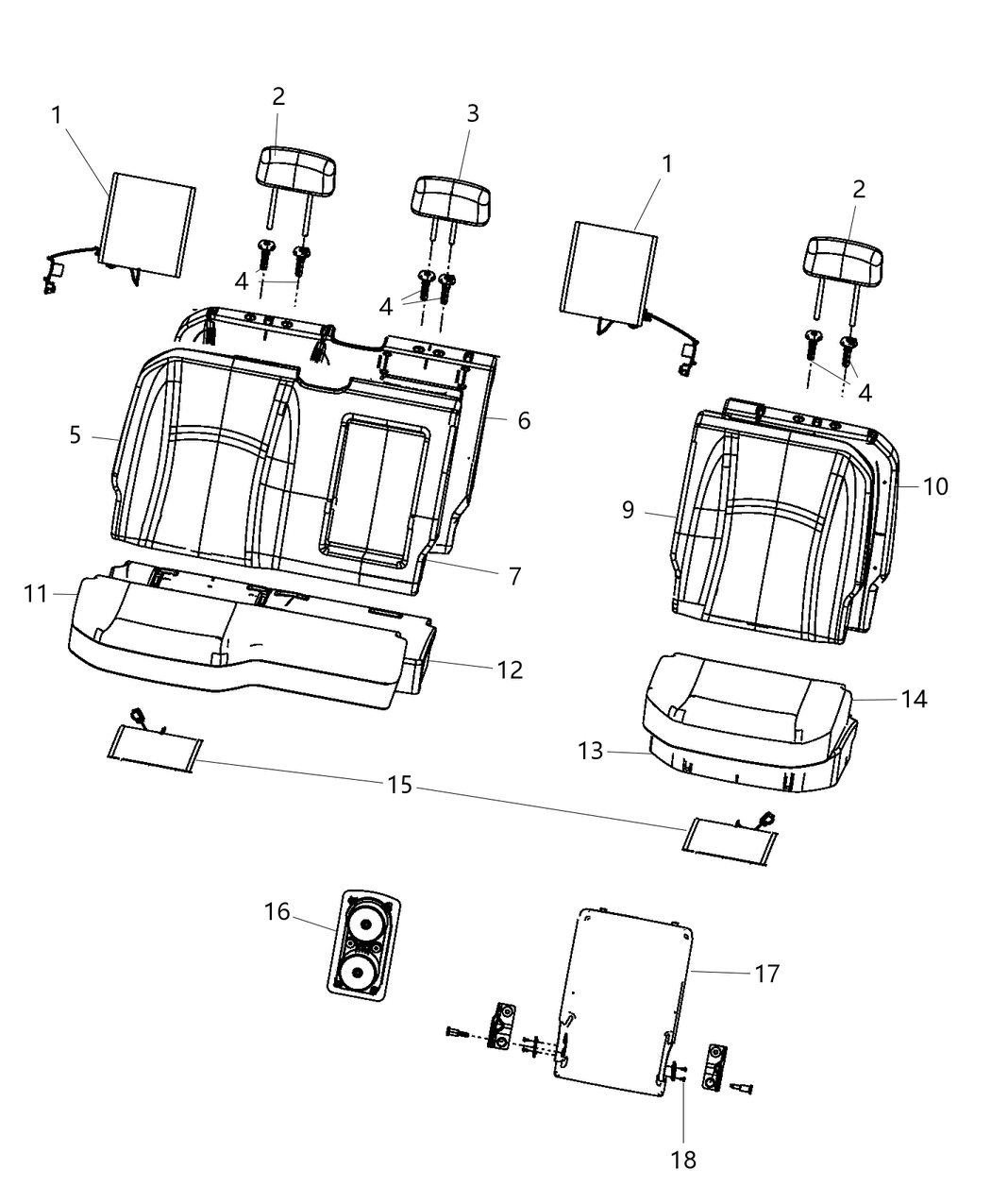 Mopar 5NA75FFTAA HEADREST-Rear