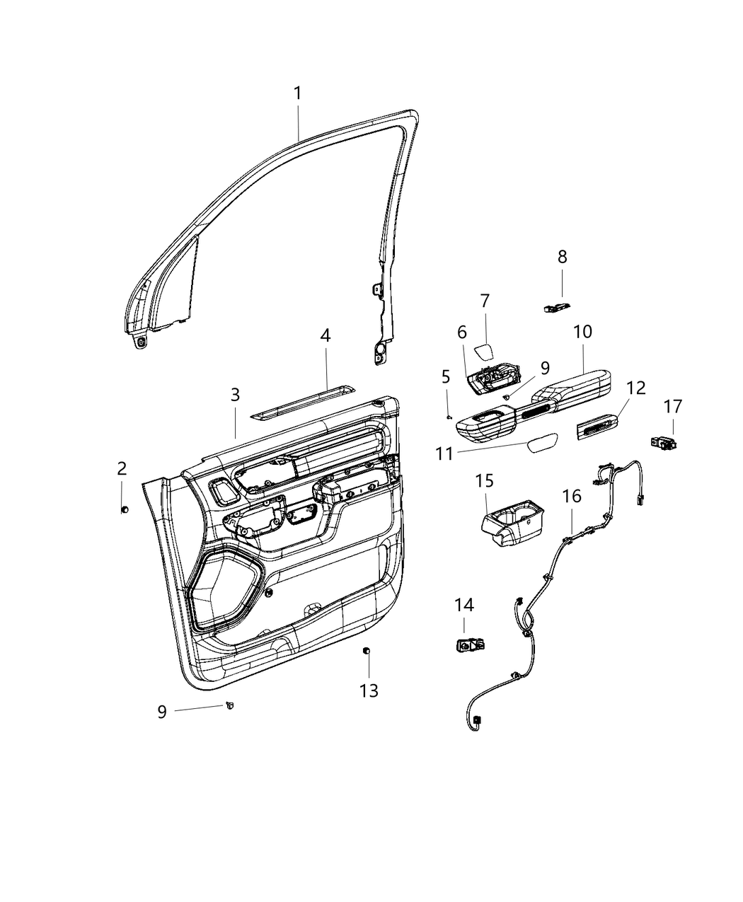 Mopar 6EE842X9AB Front Door Trim Armrest