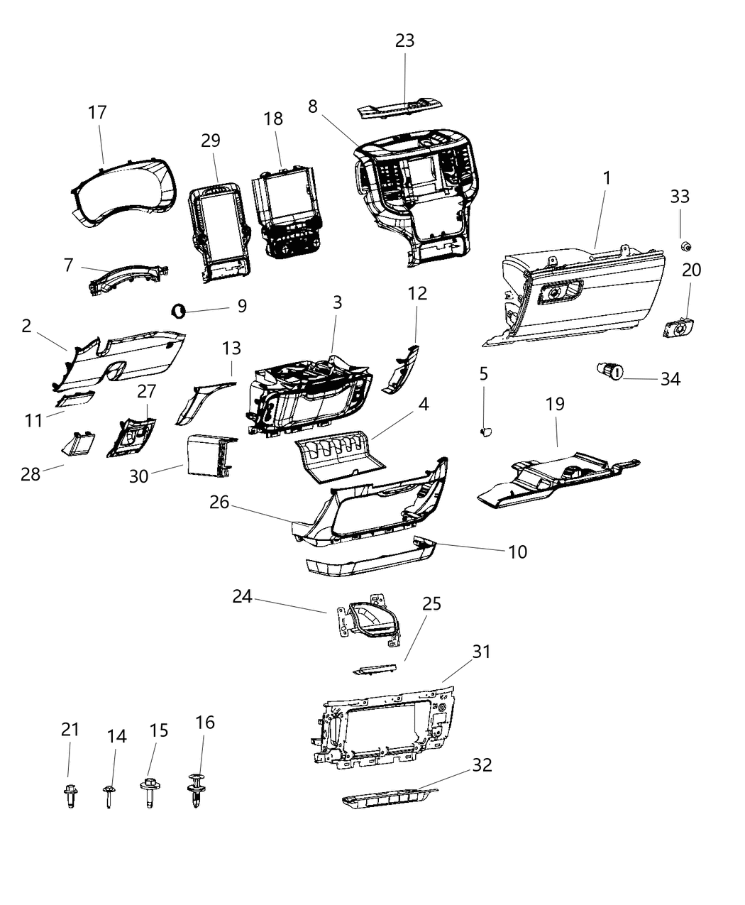 Mopar 68421650AA Center Stack Lower Controls Without Display