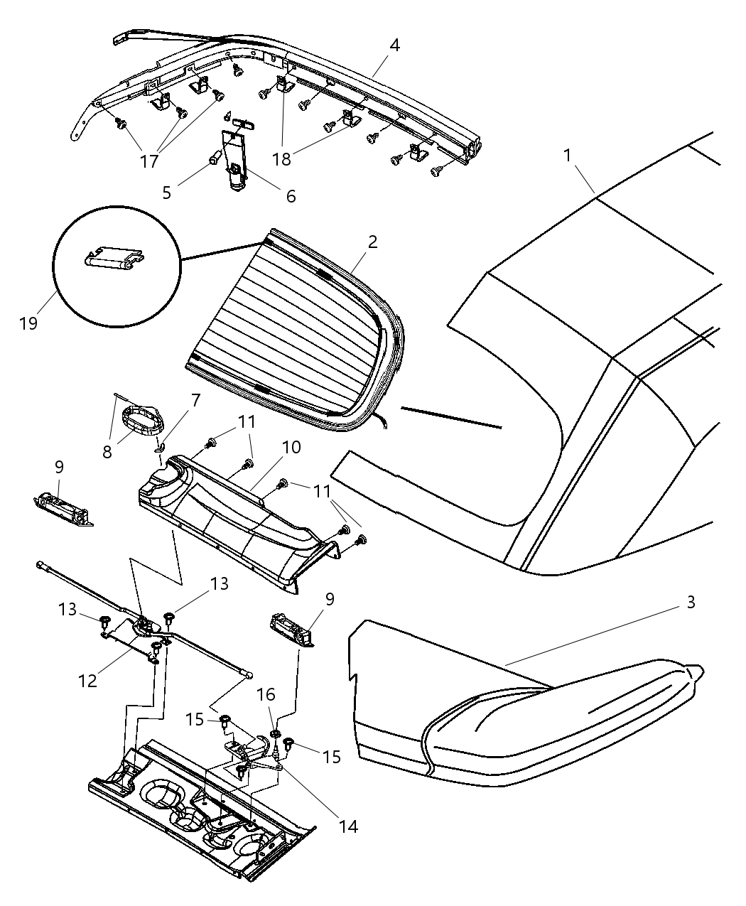 Mopar 5166735AA Clip-BACKLITE Frame To HEADLINER