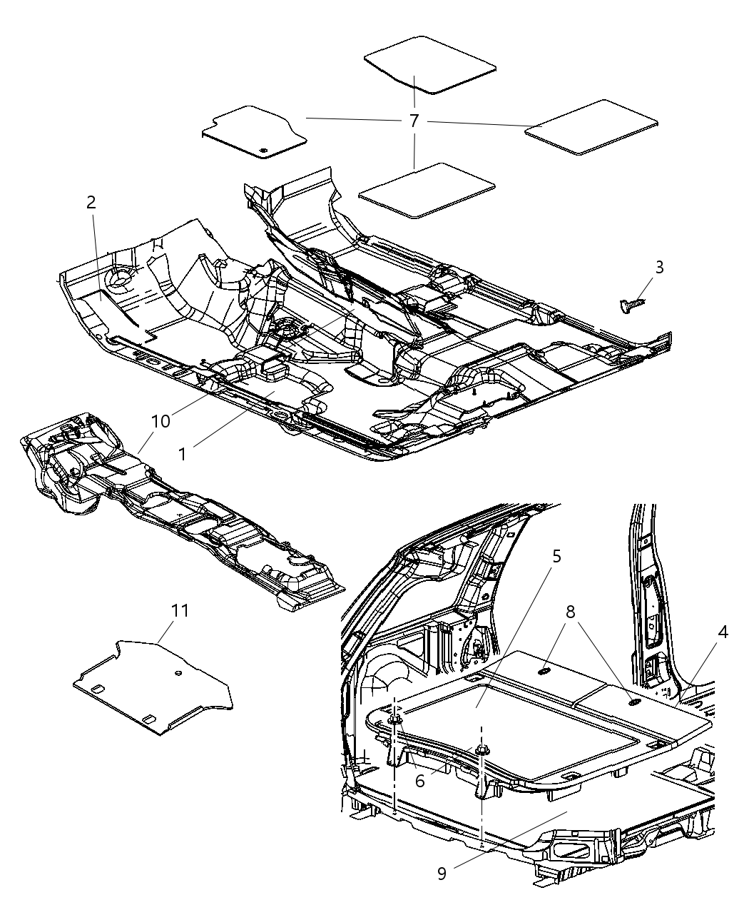 Mopar 68045565AA Strap-Load Floor