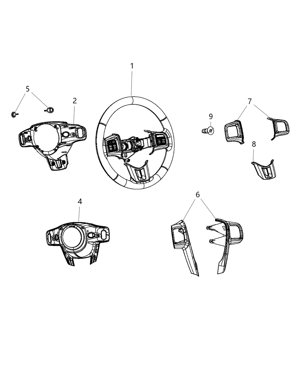 Mopar 5LS77XSAAA Plug-Steering Wheel Cover