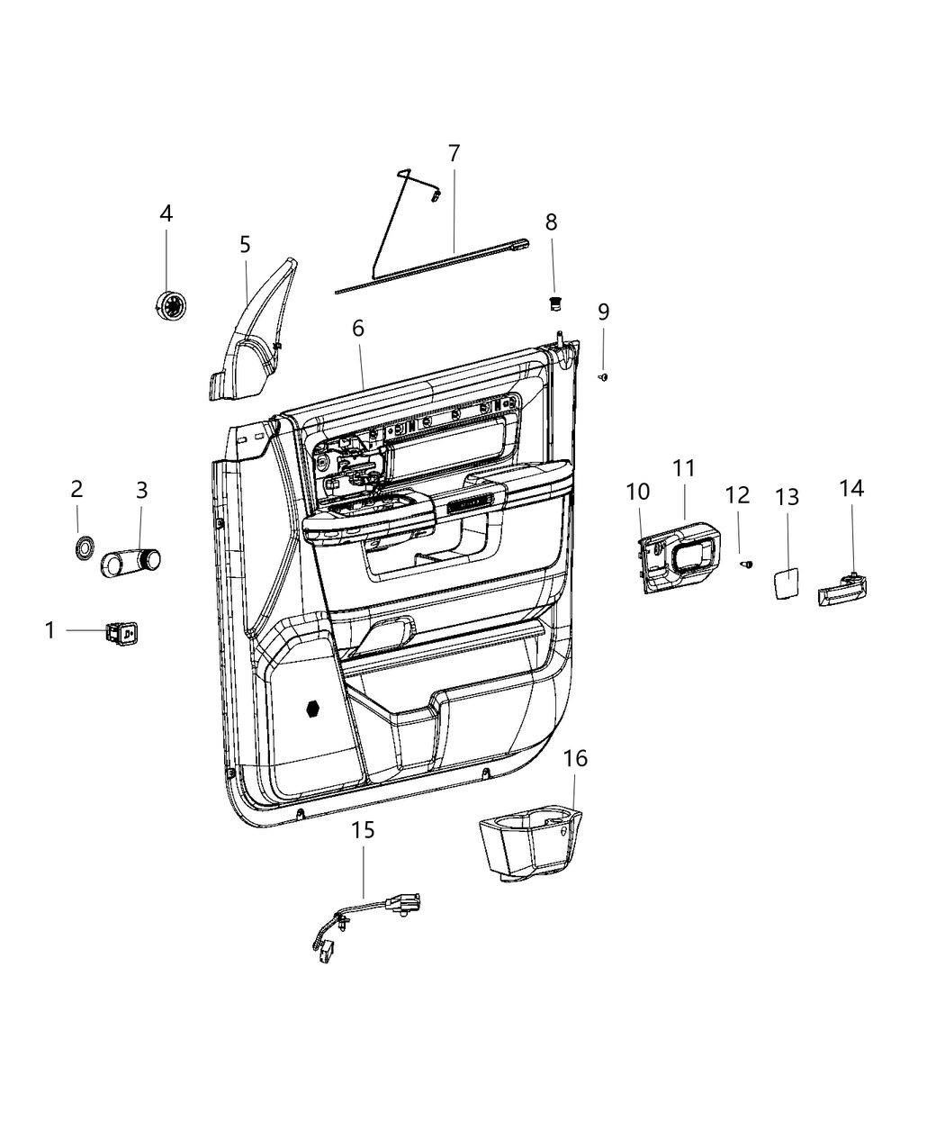 Mopar 6SM561T5AD Panel-Front Door Trim