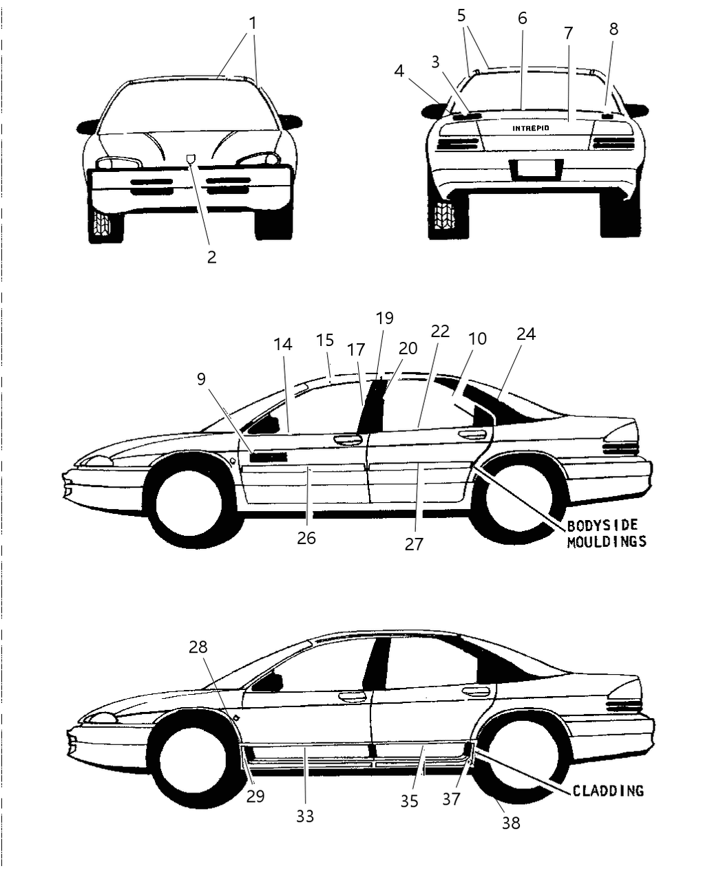 Mopar GL93SA1 Deck Lid "Dodge"