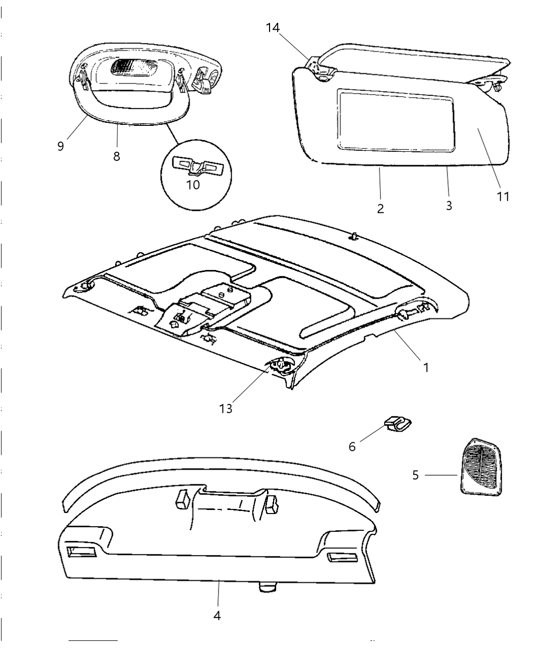 Mopar QG81MF1 HEADLINER-W/MINI Console