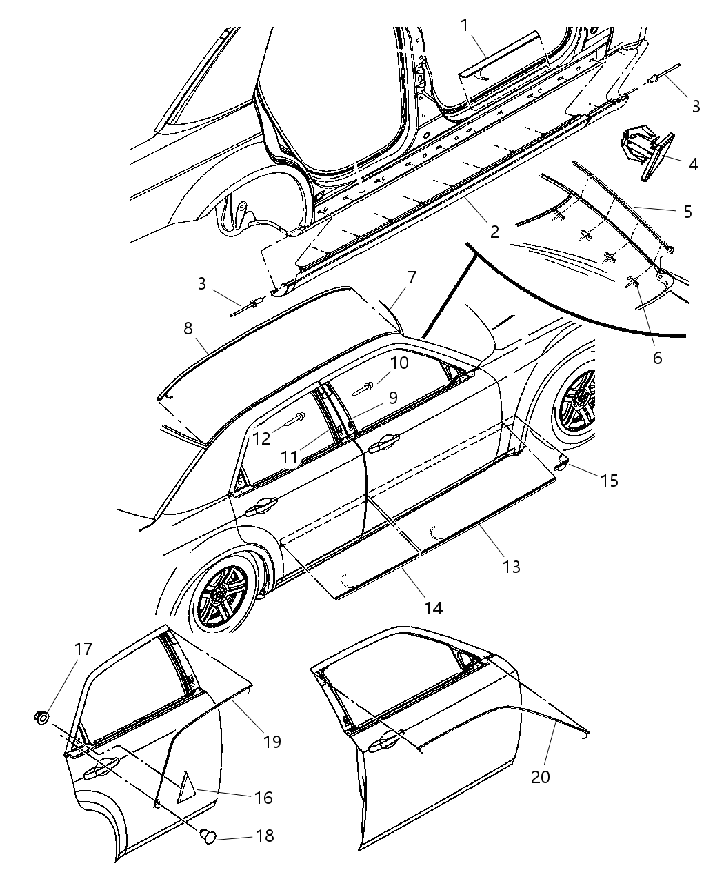 Mopar WG24DBMAD Molding-Fender Rear