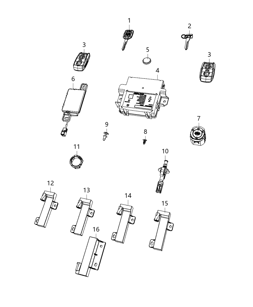 Mopar 68462107AA TRANSMITT-Integrated Key Fob