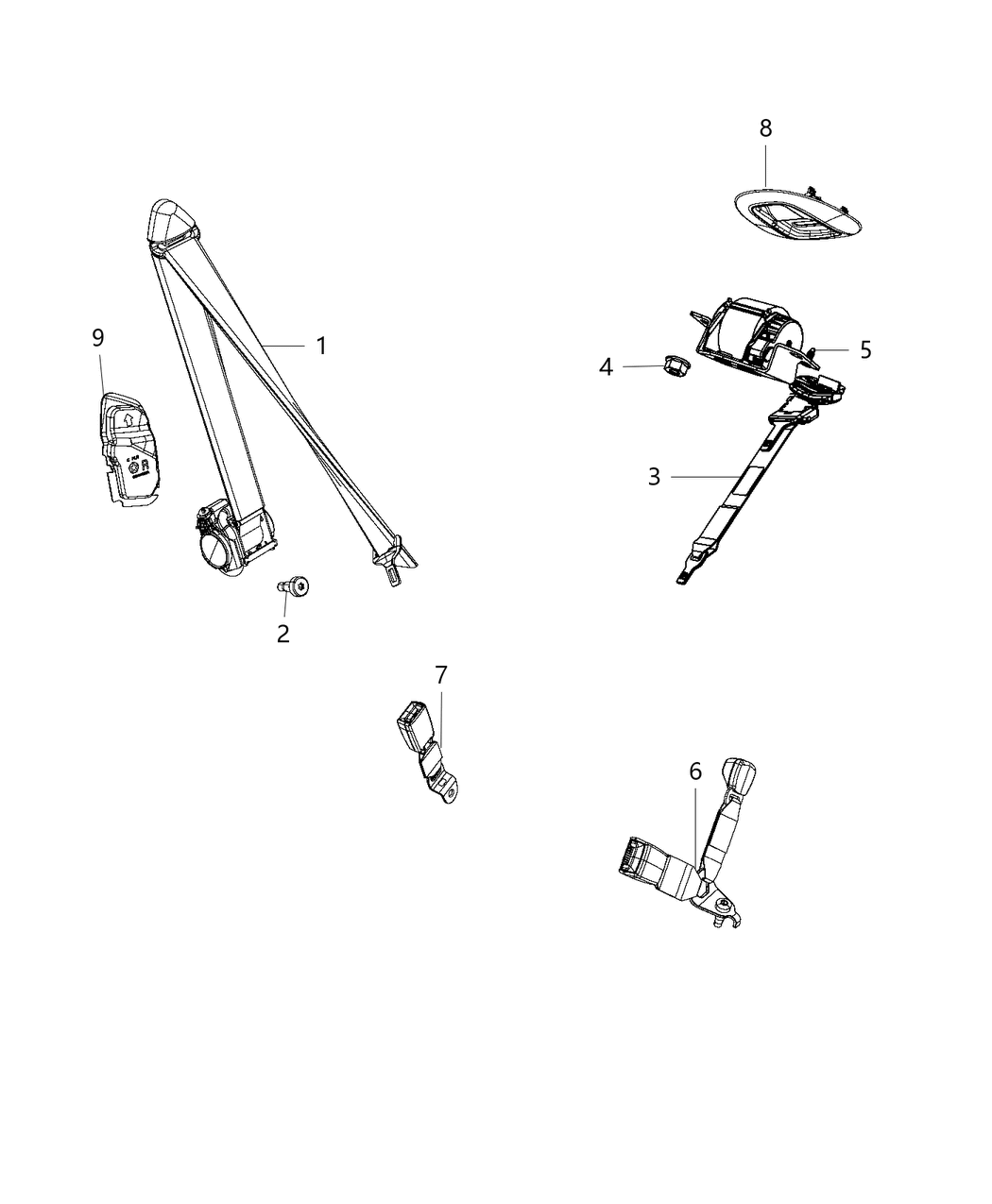 Mopar 6EB03DX9AB Belt Assembly-Rear