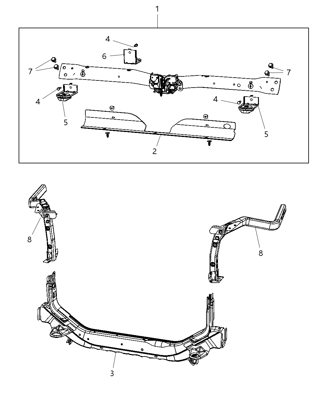 Mopar 68051627AB CROSSMEMBER-Radiator Closure Panel