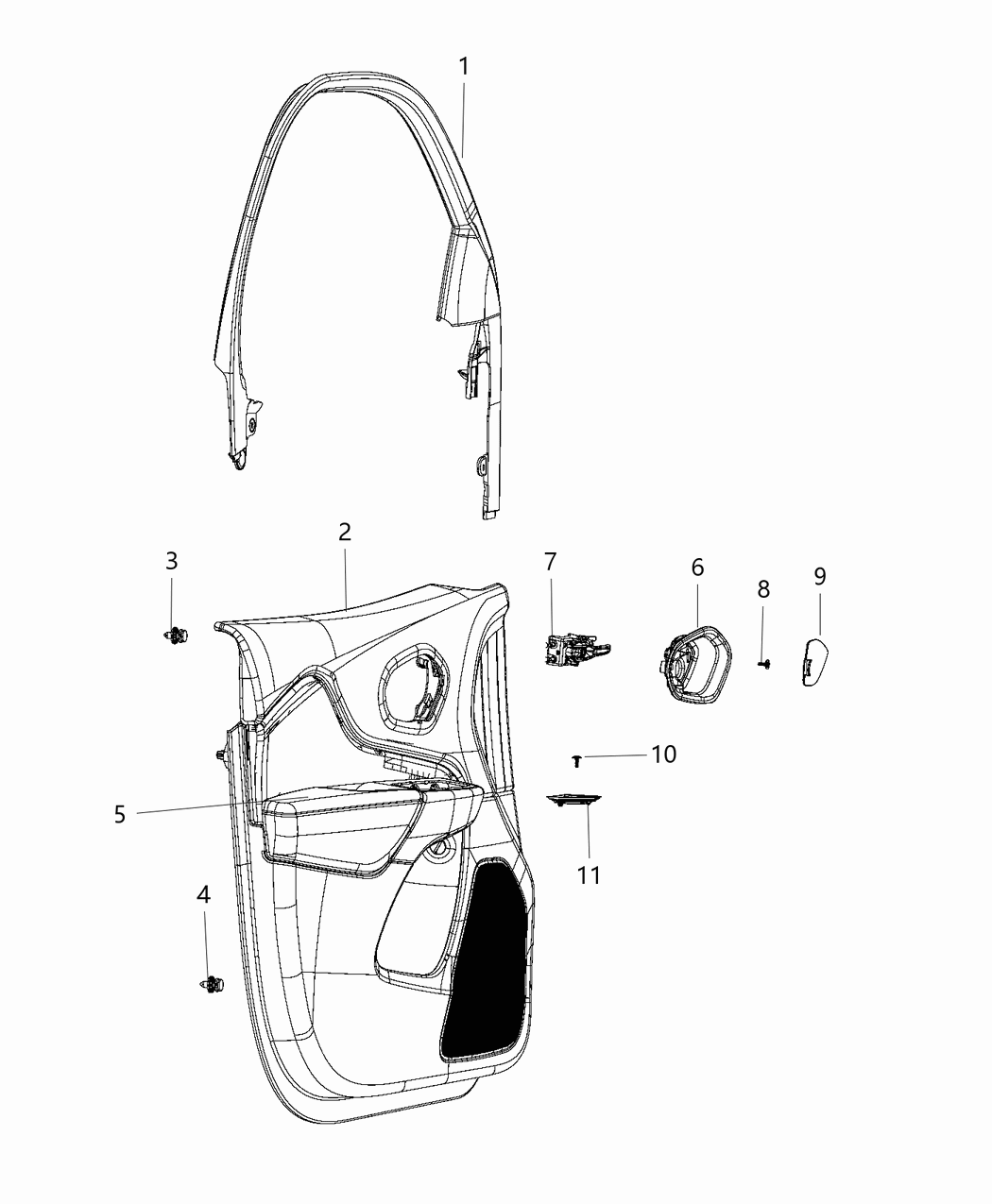 Mopar 6GM182L1AA PANELASSY-Front Door Trim