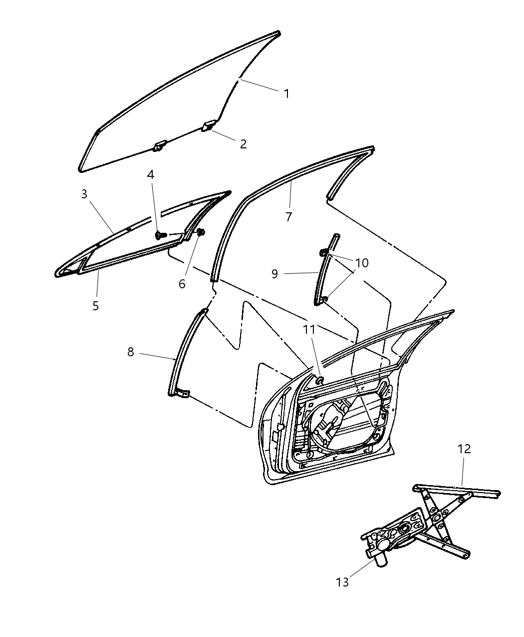 Mopar 4574092AO Front Door Window Regulator