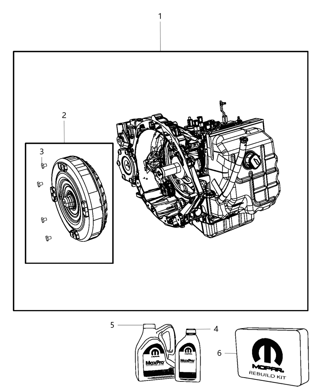 Mopar R8067698AA 62TE Tran-With Torque Converter