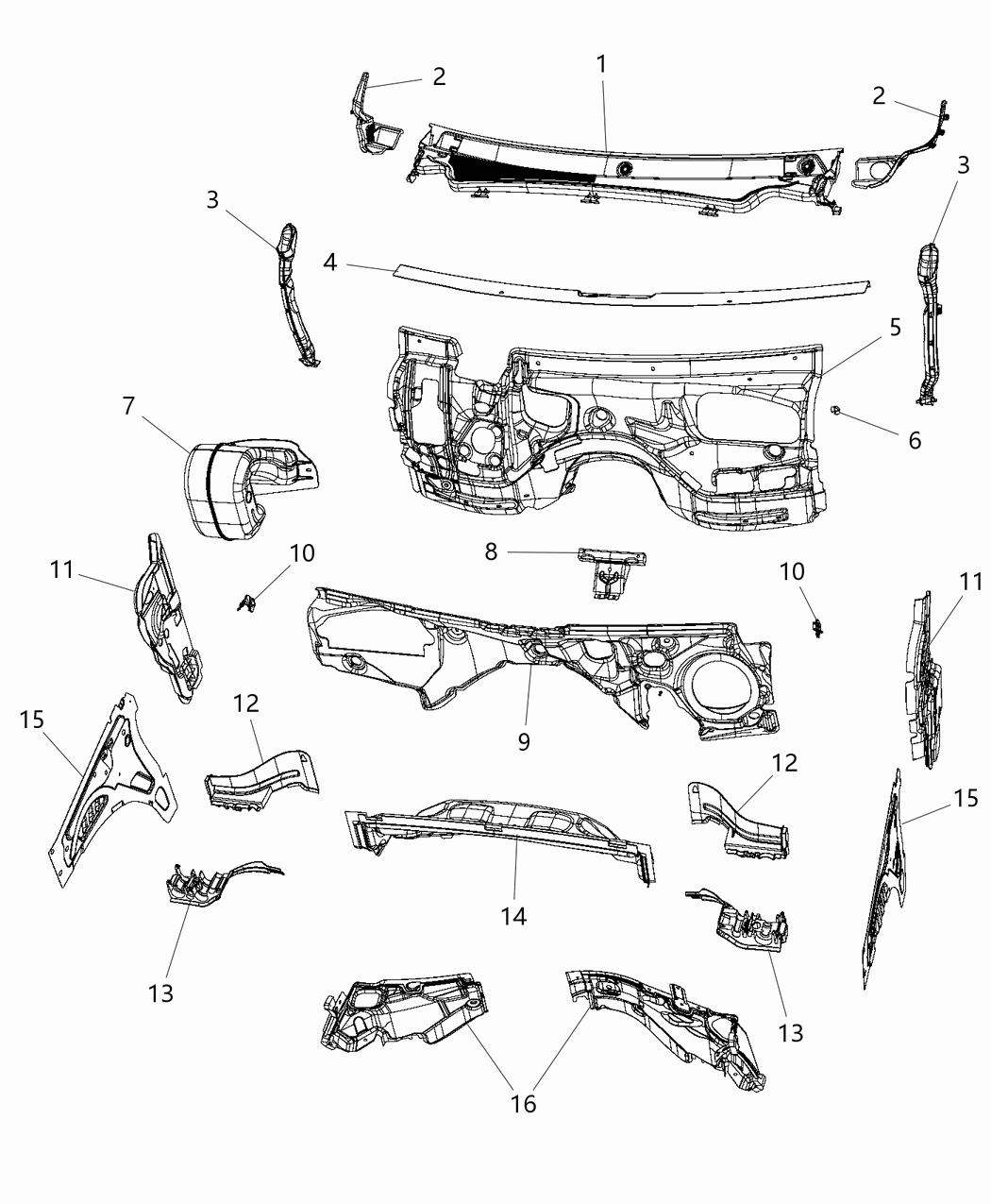 Mopar 55112907AA COWL Top