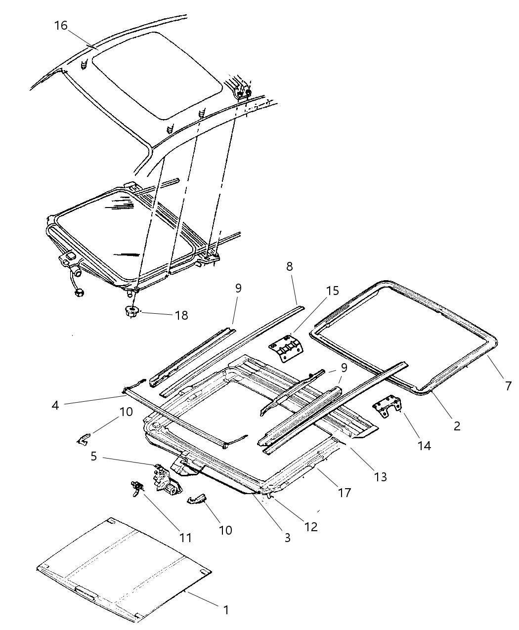 Mopar 5027226AB Rail-SUNROOF Front Track