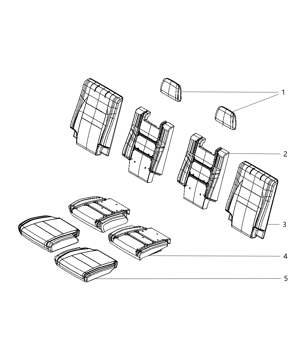 Mopar 5YE10JRRAB Rear Seat Cushion 3Rd Row Cover