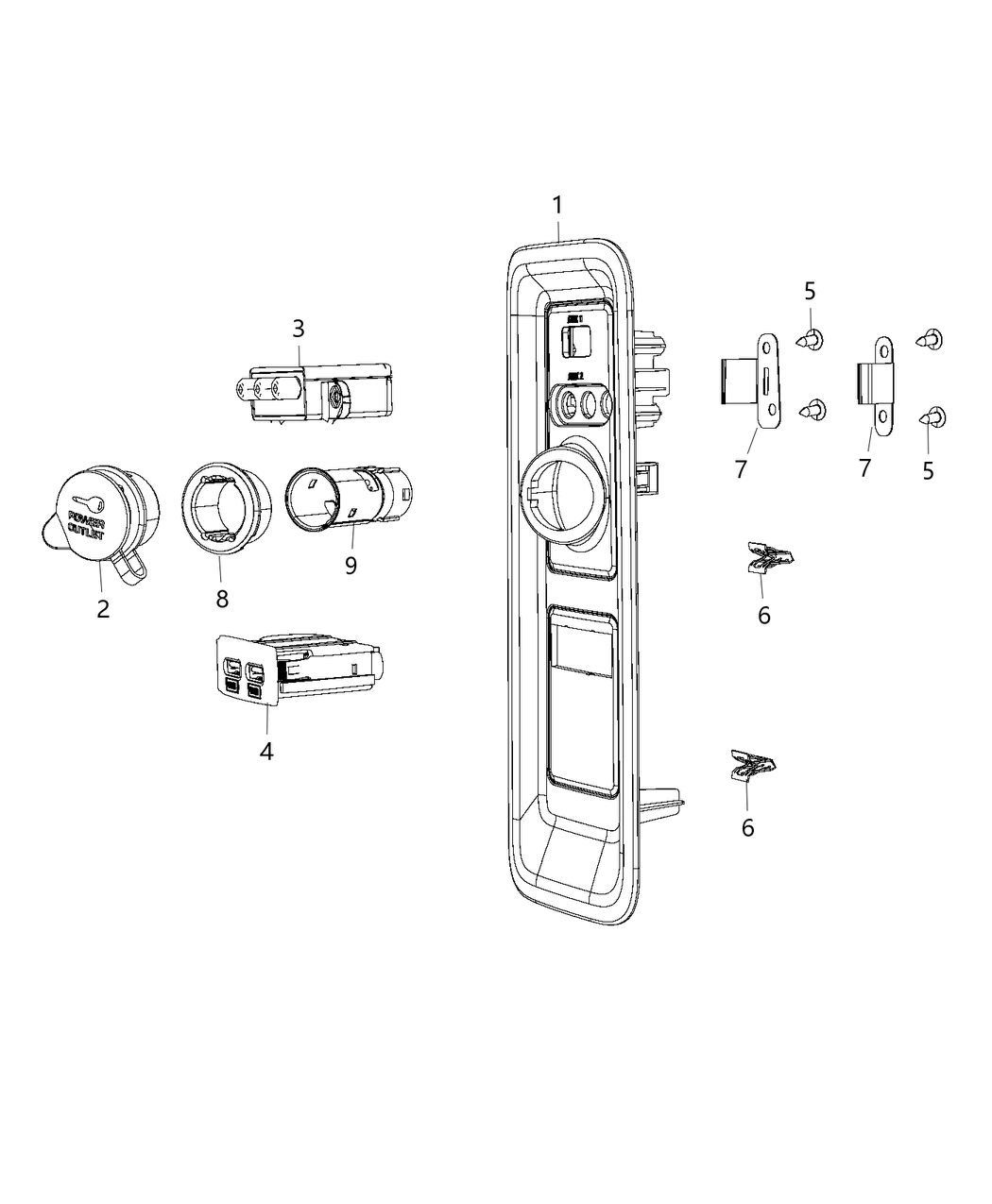 Mopar 1XF83BD1AB Power Outlet