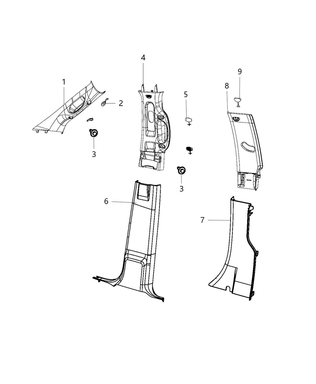 Mopar 5NN211X7AA Panel-B Pillar Upper Trim