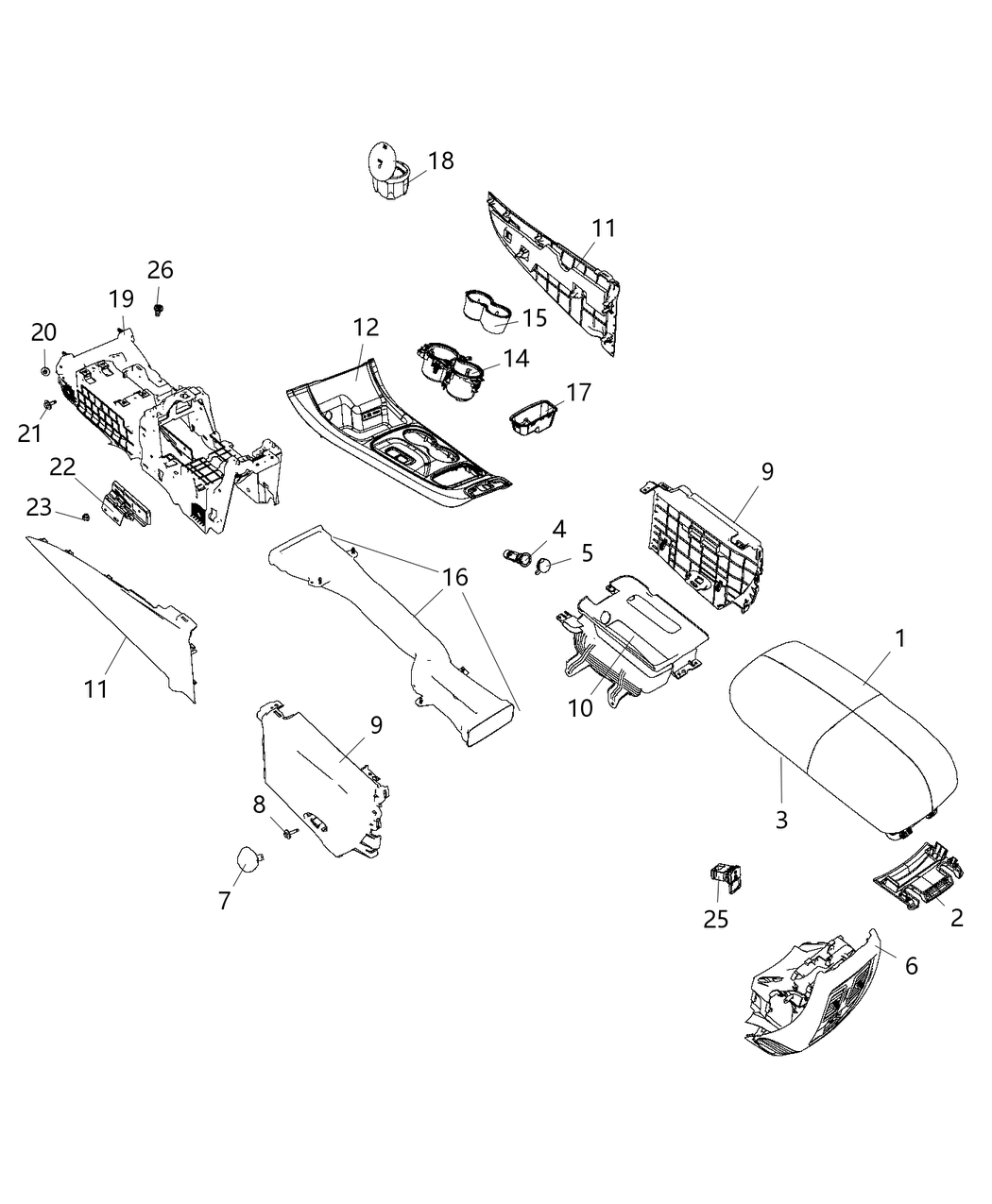 Mopar 6BT27DX9AA Console ARMREST