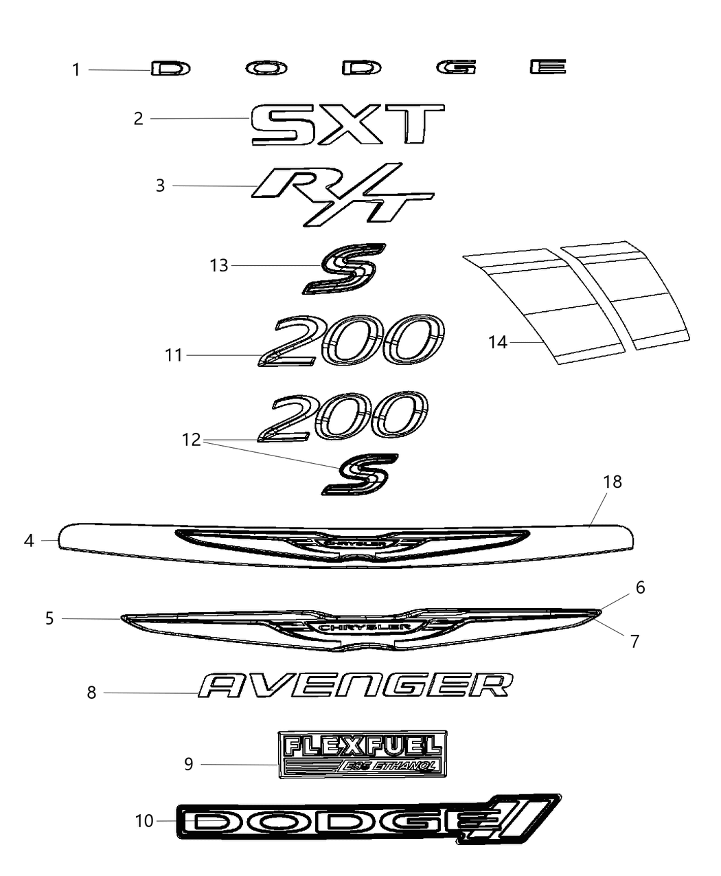 Mopar 68095200AA NAMEPLATE-DECKLID