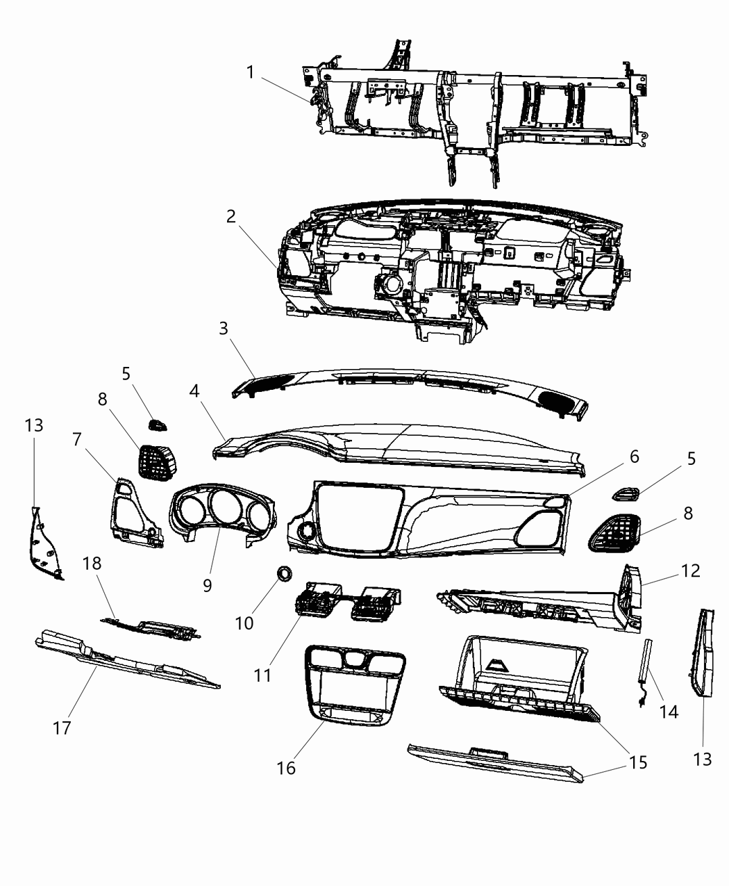 Mopar 5NC301XPAA Bezel-Instrument Panel