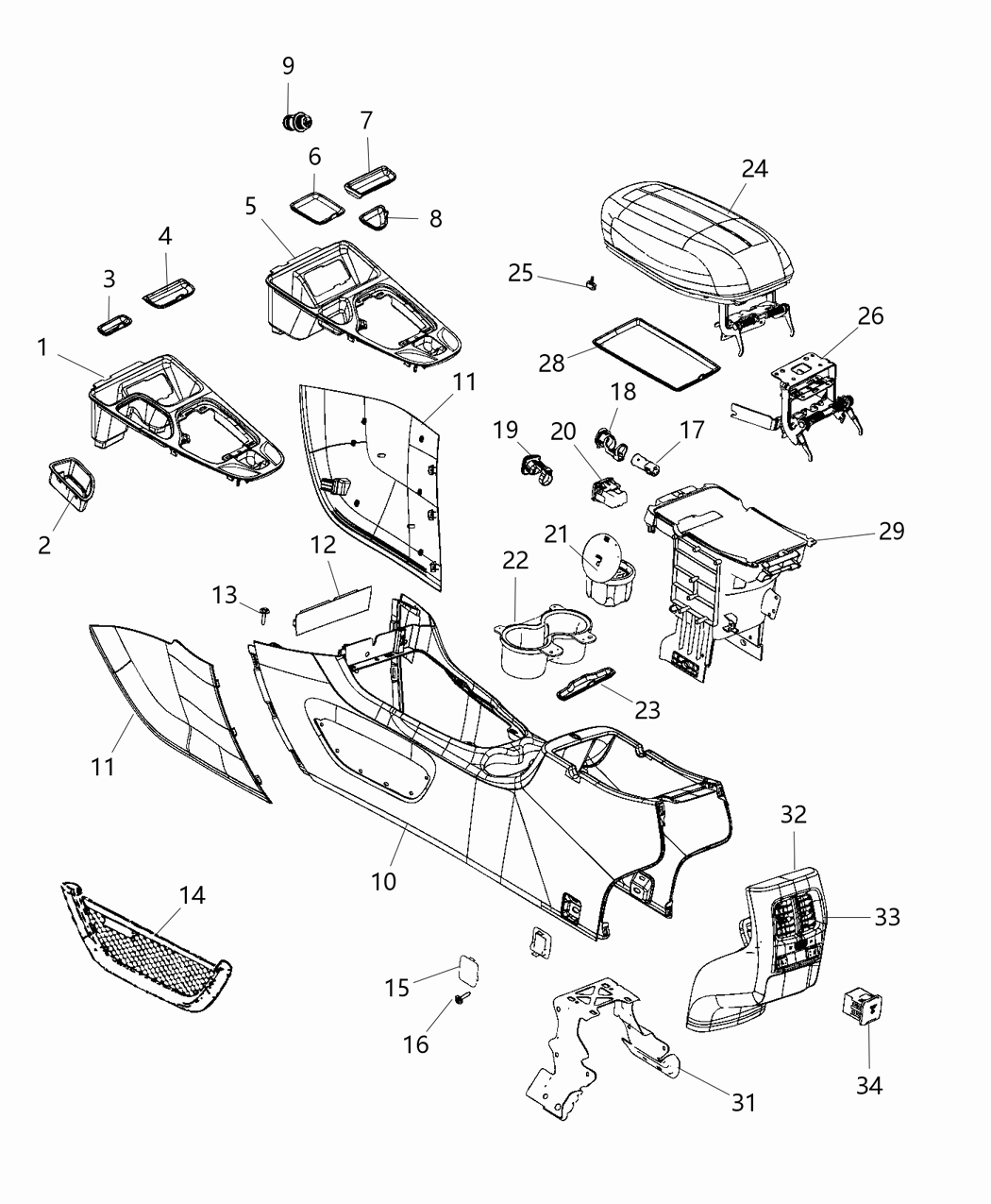 Mopar 5RM63PS4AB Console